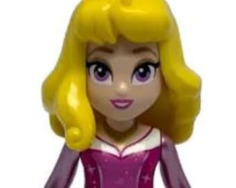 Aurora - Dark Pink Dress, Metallic Pink Sleeves, Gold Necklace, Yellow Hair LEGO Disney Princess Minidoll Minifigure