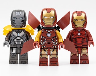 Collectible Armored Hero Minifigures - Choose Your Variant - Classic Red Armor, Heavy Silver Suit, Flight Thruster - Custom Diorama Supply