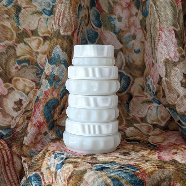 Set of 4 Small Milk Glass Jars