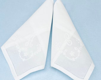 Madeira Hand Embroidered Ladies Initialed Handkerchief.  FREE SHIPPING