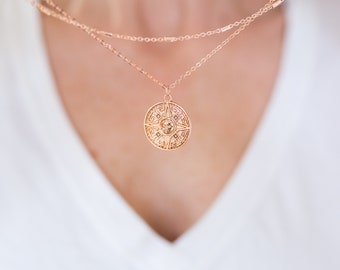 Double Layered Dainty Necklace Set- short chain necklace set, 16” necklace, 17” necklace, rosegold tone
