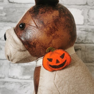 Handmade Felt Halloween Pumpkin Collar Charm for Pets