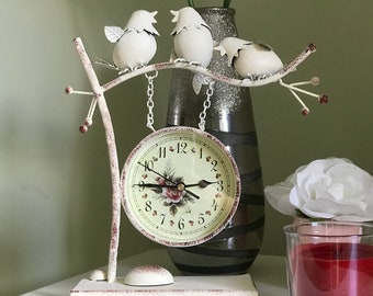 Bird Clock, Metal, Country, Vintage, Antique Clock, Nice Gift for Family, Great Decor for Homes and Cottages