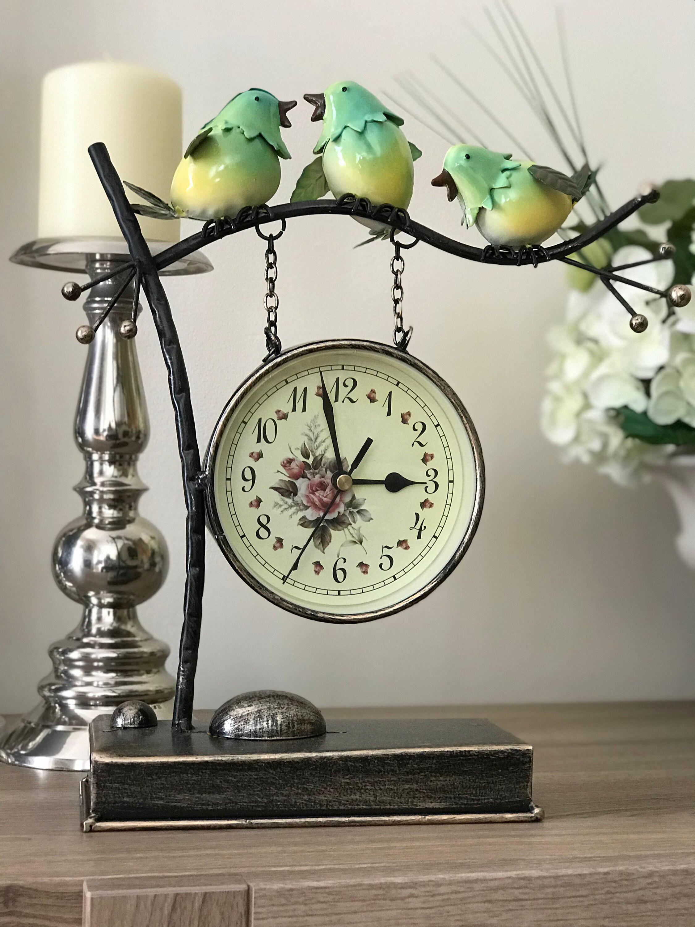 Bird Clock Metal Country Vintage Antique Clock Nice Gift Etsy