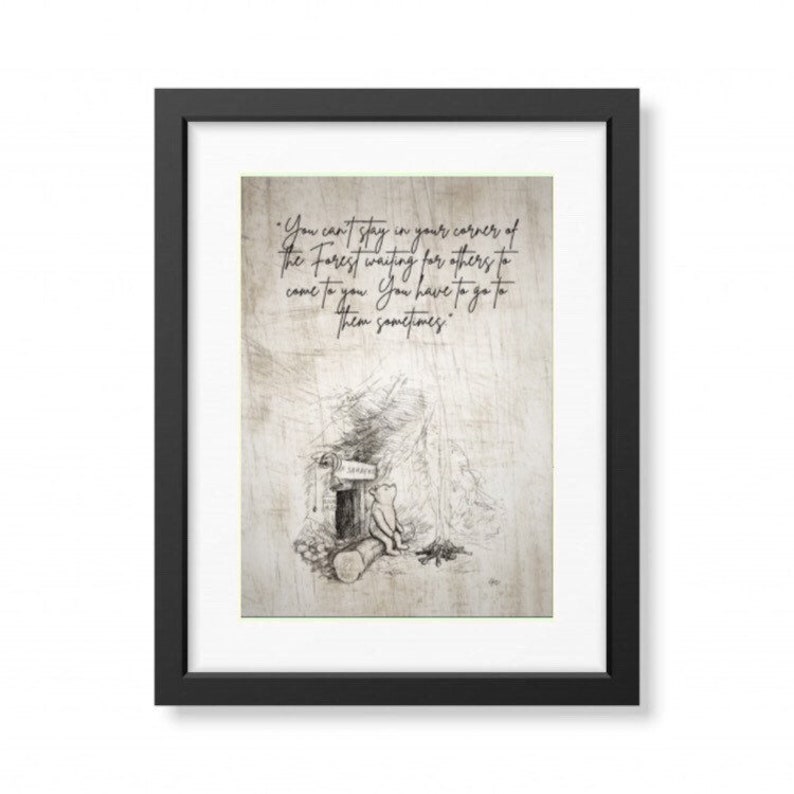 Winnie the Pooh Quote Vintage Framed Literary Print EH | Etsy