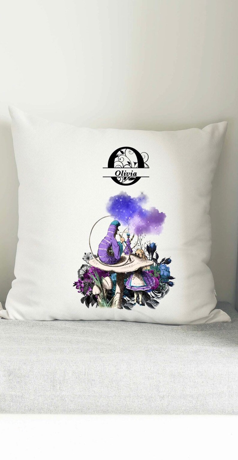 Alice In Wonderland Personalised Cushion Caterpillar Absolem Pillow Bedroom Decor Living Room Decor Housewarming Nursery