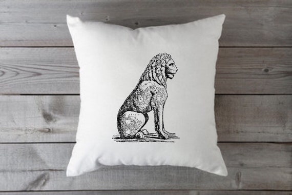 Throw Pillow Piraeus Lion Greek Mythology Vintage Style Etsy