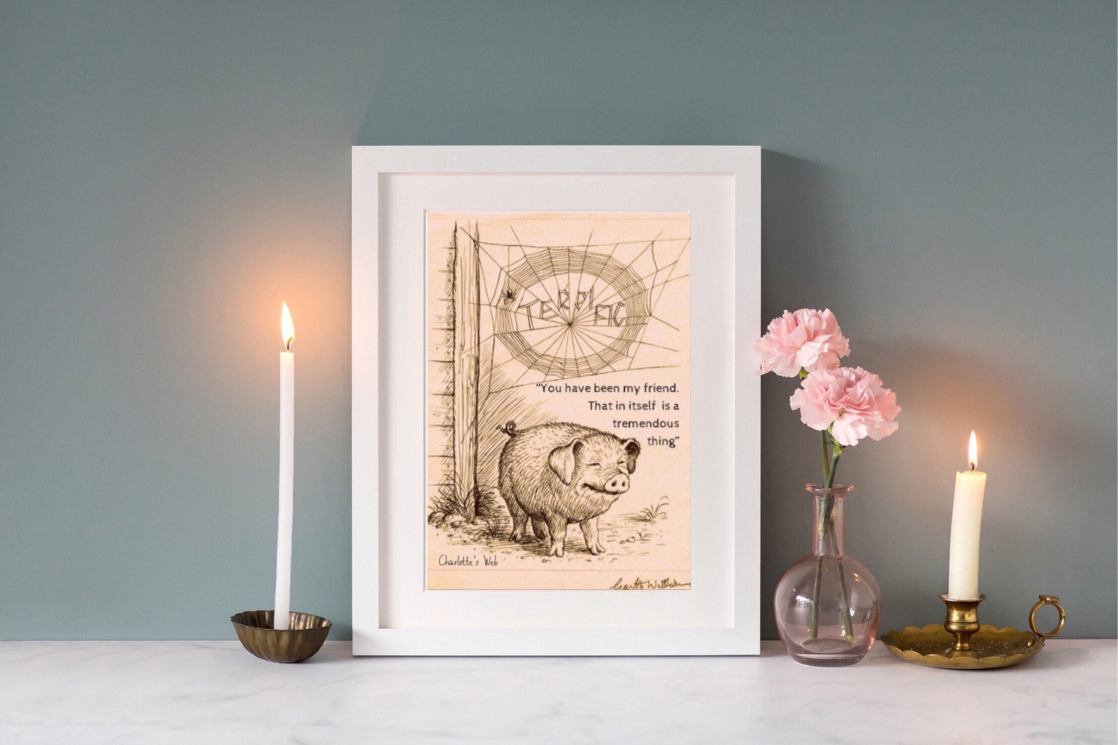 Citation Web de Charlotte Framed Wall Art E.B. White best