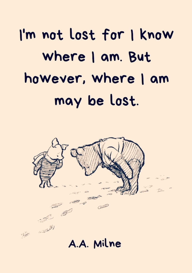 Winnie the Pooh Quote Vintage Framed Literary Print EH | Etsy