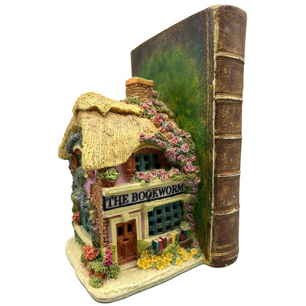 Lilliput Lane Foxton Folk Bookworm Cottage Bookend Kay Baker 1995 Floral Design