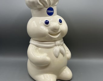 Pillsbury Dough Boy 1988 Cookie Jar VTG Blue Eyes Fun Retro Kitchen Advertising