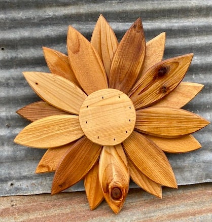 Reclaimed wooden flower wall art handcrafted from salvaged | Etsy