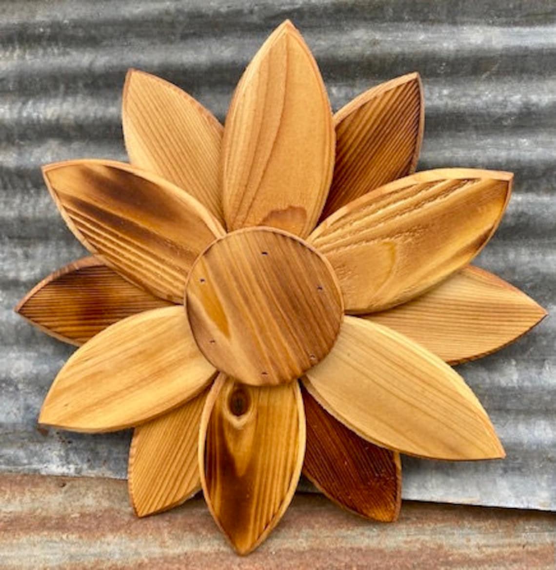 Cedar wooden flower wall decoration handcrafted from reclaimed Etsy