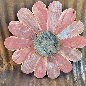 Rustic, one of a kind barnboard wall art, wooden flower made from authentic weathered barnwood