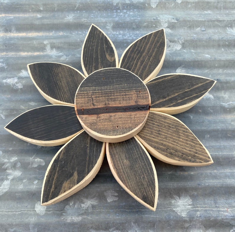 Small Ebony Flower Wall Decoration Handmade From Salvaged Etsy