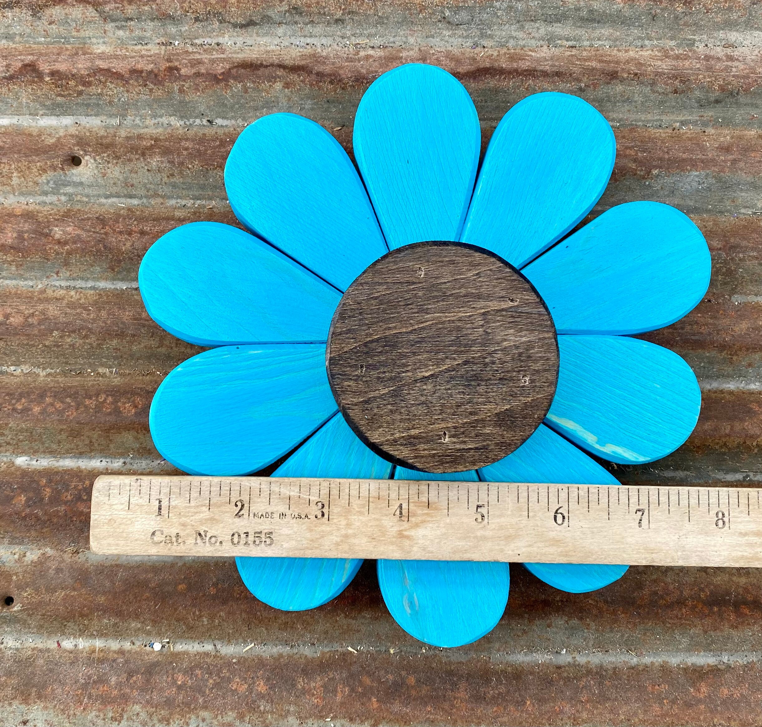 Small Turquoise Wooden Daisy Wall Decoration Handmade From Etsy