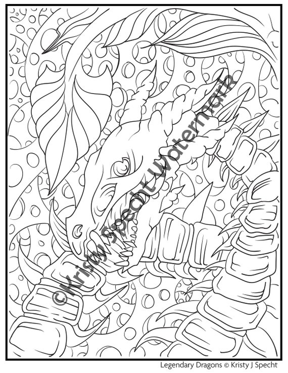 Skeleton Dragon Coloring Page Etsy 