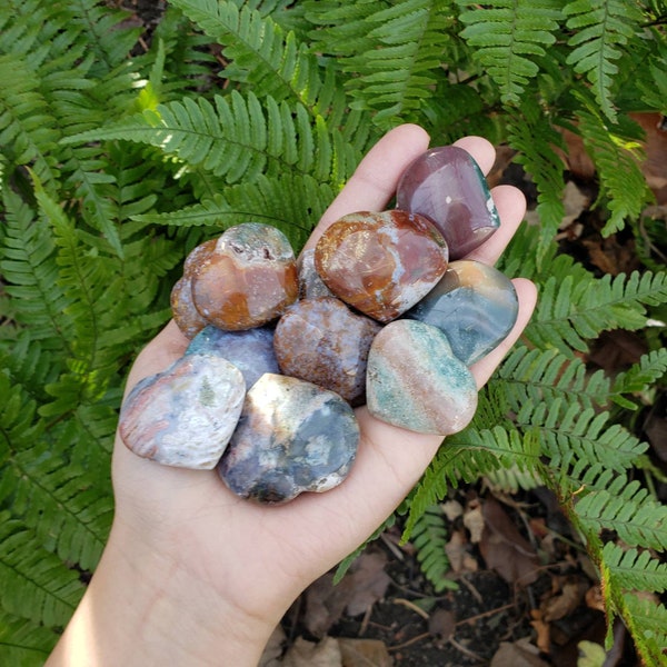 MINI Ocean Jasper Heart Carvings in two sizes - Choose Heart