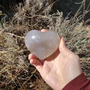 Puffy Blue Rose Quartz Heart Carving