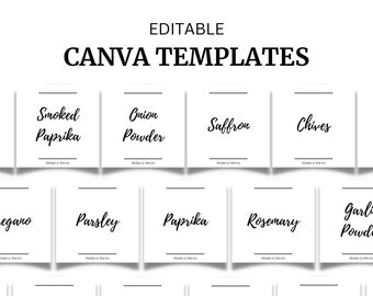 Minimalist Spice Jar Labels Template | Editable DIY Canva (1.5x1.5 inch) (Digital Download)