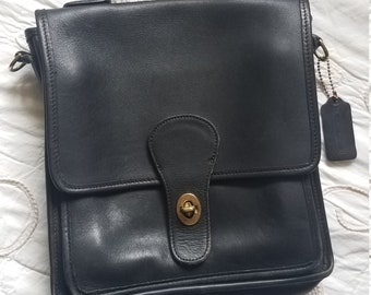 Vintage Black Leather Coach Cross Body Satchel NO STRAP