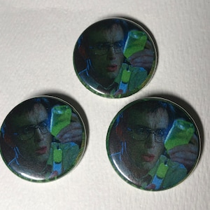 Dr. Herbert West and his Reagent - 1.25” Re-Animator 1985 pinback button