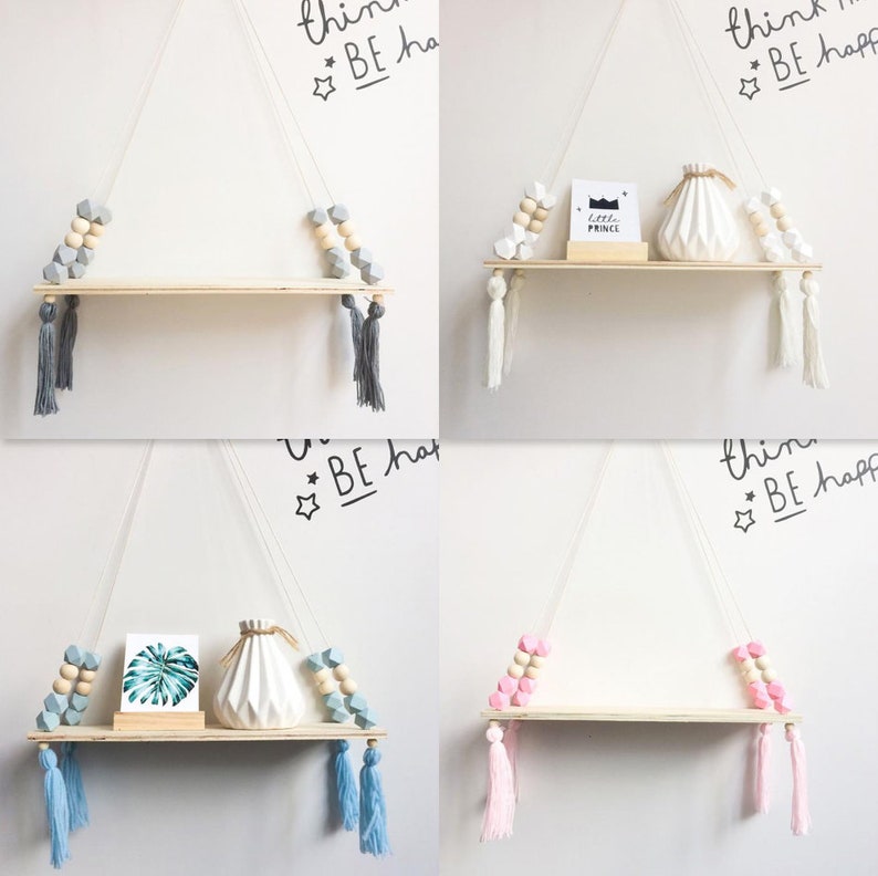 Wooden Tassel Swing ShelfNursery Decor