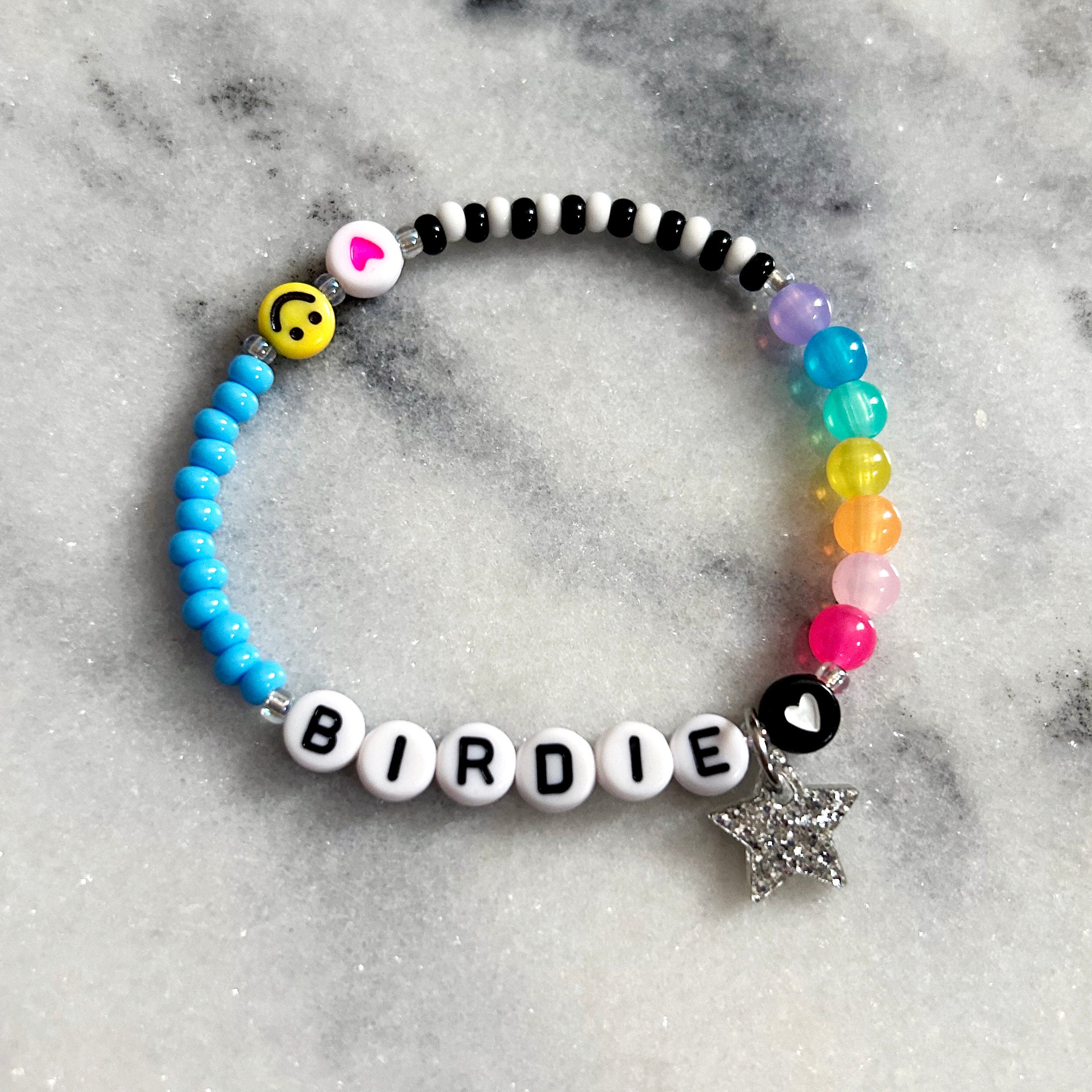 Custom Neon Pastel Glass Bead Bracelet Letter & Number Beads
