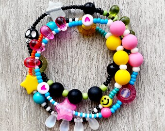 Sensory Fidget Bracelet. Sliding Glow in the Dark Pink Star