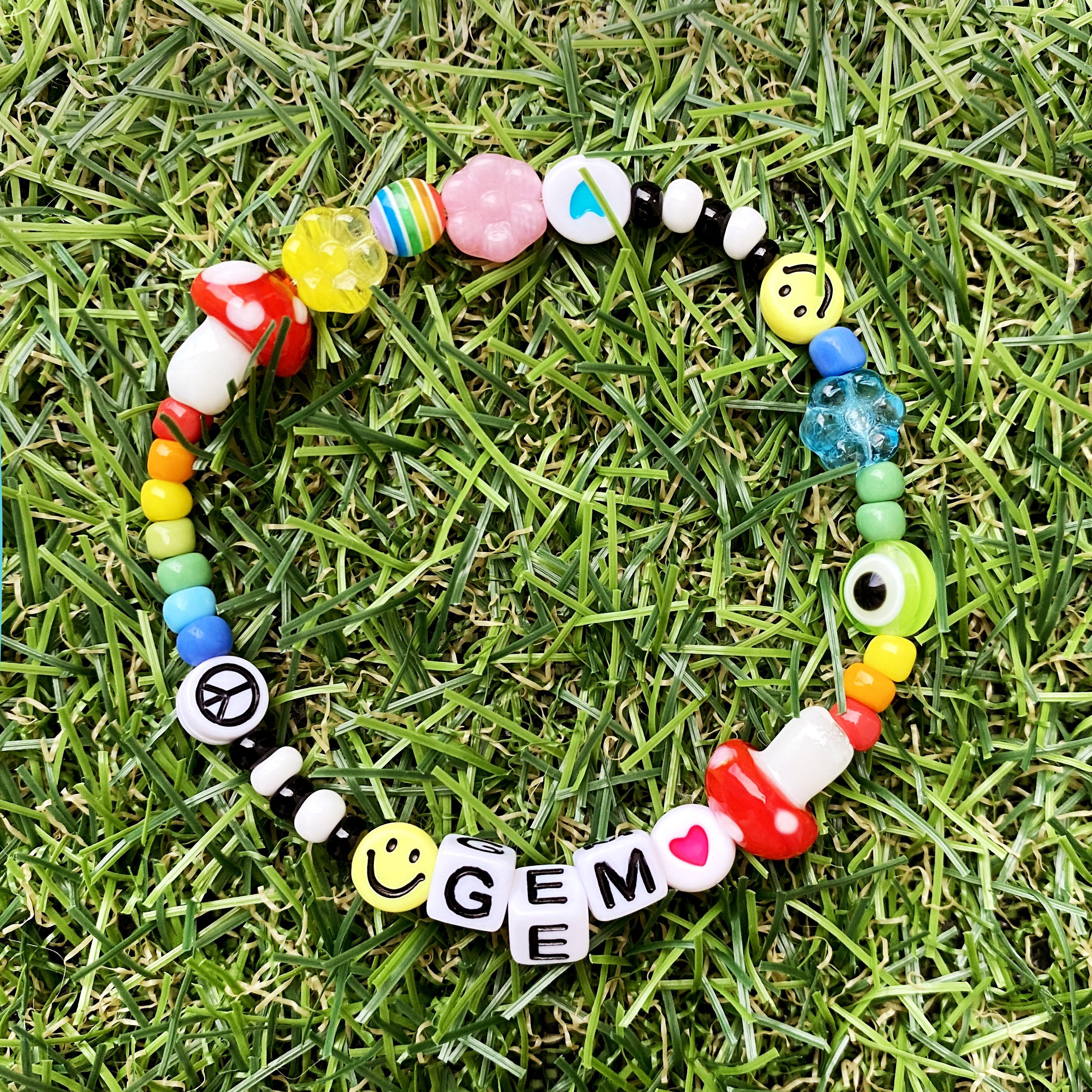 Sensory Fidget Bracelet. Rainbow, Sliding Glow in The Dark Star, Hematite Smiley Spinner, Rubber and Glass Beads. Adult or Child Size.