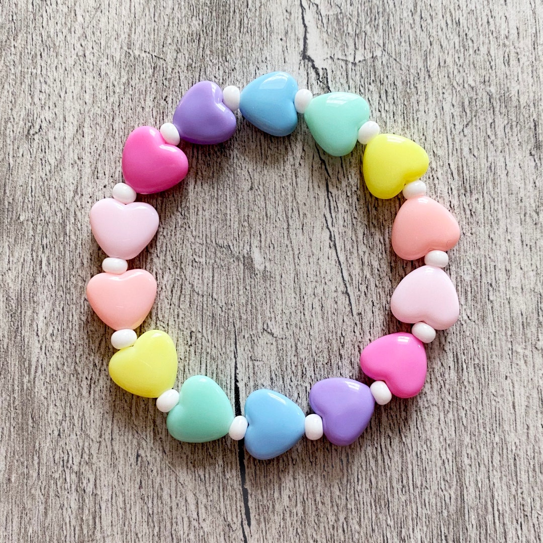 Rainbow Heart Gold Beaded Bracelet