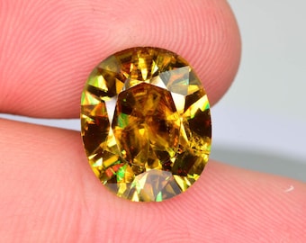 Natural Full Fire 5.9ct Sphene, Uniquely Master Cut Oval Nearly 6ct Sphene, Nice Fire and Incredible Size, Natural Titanite Ready to be Set