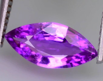 Double Certified Purple Sapphire, Natural No Heat Color Change Purple Sapphire 1.6ct, Untreated Violet Marquise Shaped Sapphire Loose