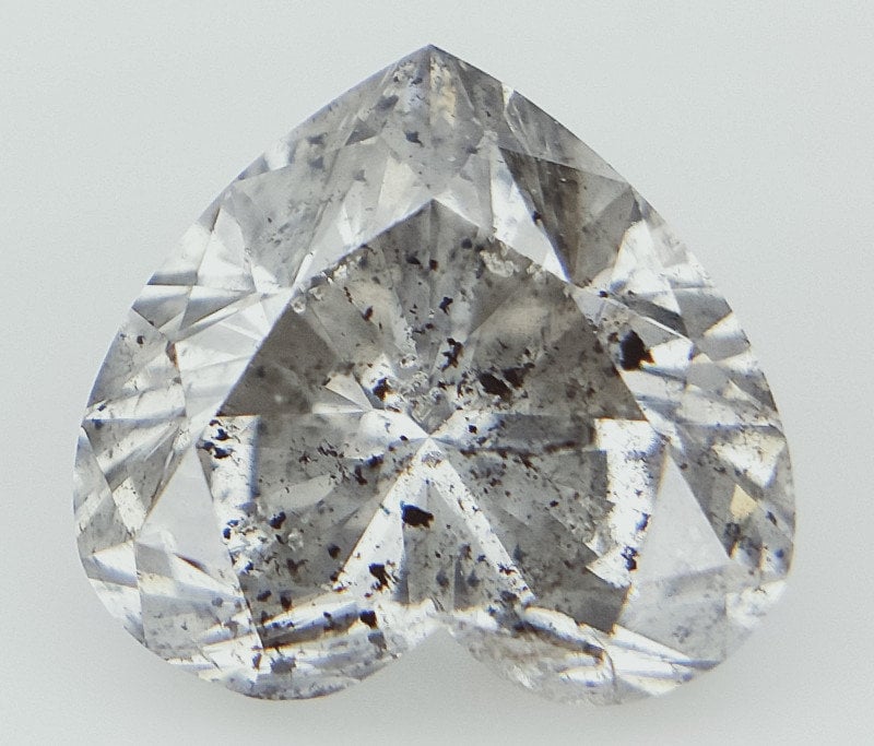 Natural Brilliant Cut Heart 1ct Salt and Pepper Diamond, Rare Loose Rustic Sparkly Galaxy Heart Shaped Diamond