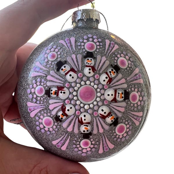 Funkelnde Mandala-Schneemann-Verzierung - 3 ”Feiertagsdekor