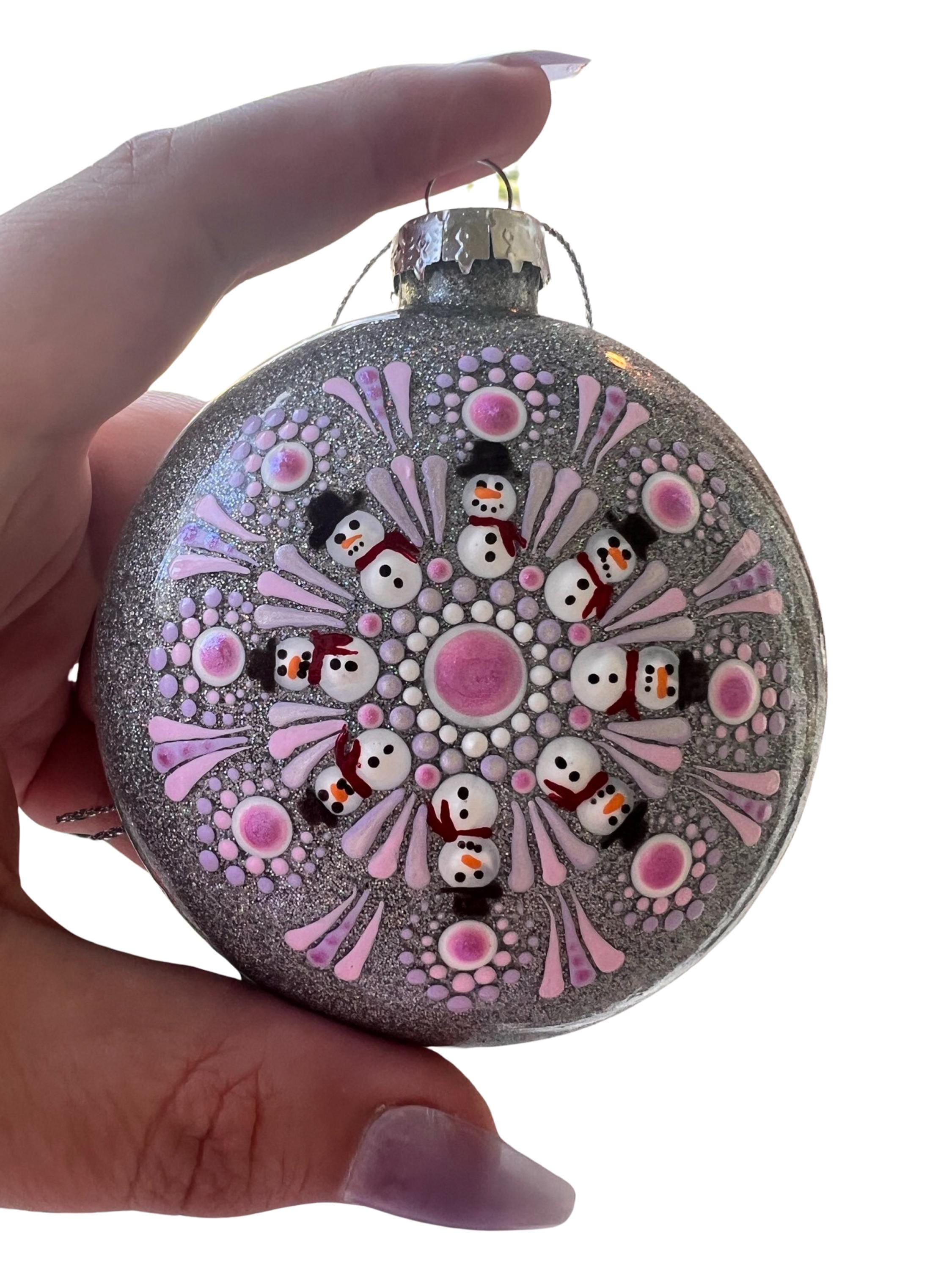 Sparkling Mandala Snowman Ornament - 3” Holiday Decor