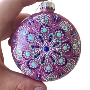 3” Christmas Ornament, Mandala Glitter Ornament, Christmas Ornament.