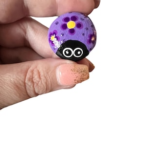 Purple Hand-Painted Pocket Bug – Worry Stone for Kids, Desk Buddy, Class Gift, Stress Reliever, Calm Tool, Pocket Pal, Fidget Toy