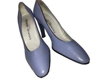 Charles Jourdan Powder Blue Leather Pumps