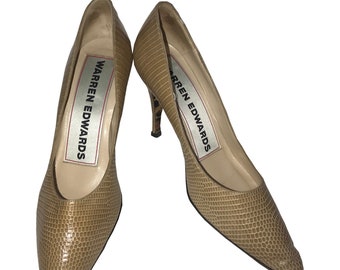 Warren Edwards Taupe Croc-Embossed Pumps Size 5A