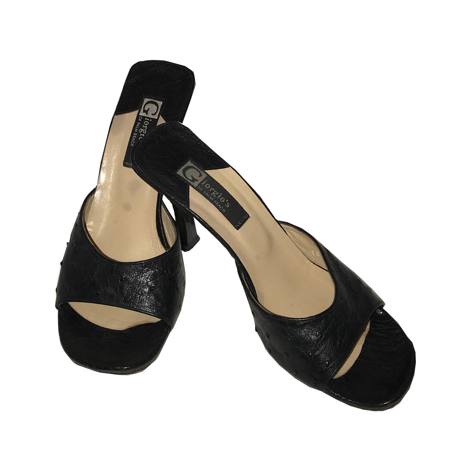 Giorgio of Palm Beach Black Ostrich Mules - Etsy display picture 2