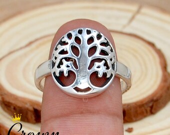 Handmade Sterling Silver Tree of Life Ring: Family Tree Jewelry