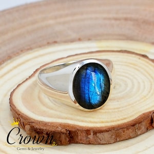Labradorite Mens Ring, 925 Sterling Silver Mens Ring, Silver Men's Ring, Stylish Mens Ring, Simple Mens Ring, Labradorite Ring, Gift for Him