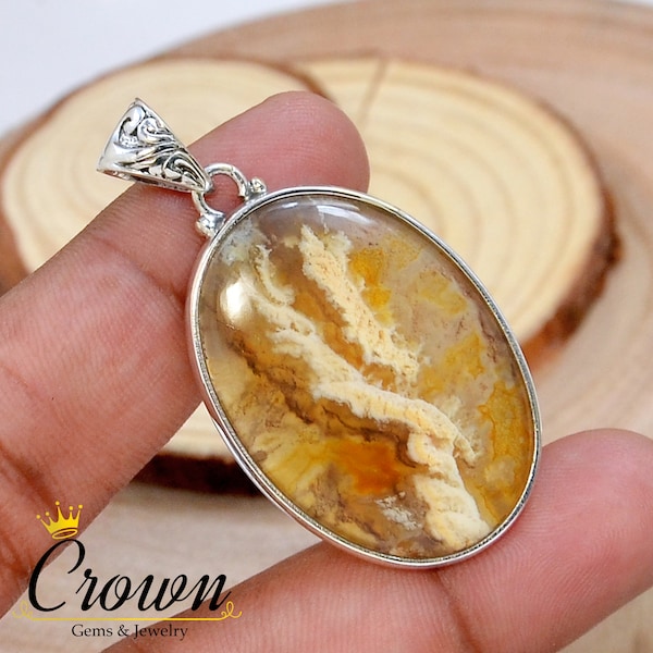 Graveyard Plume Agate Pendant, Plume Agate Pendant, 925 Sterling Silver Pendant, Handmade Pendant, Graveyard Point Plume Agate Pendant