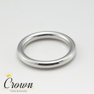 Sterling Silver Round Band Ring: Chunky Stacking Wedding Band (3mm)