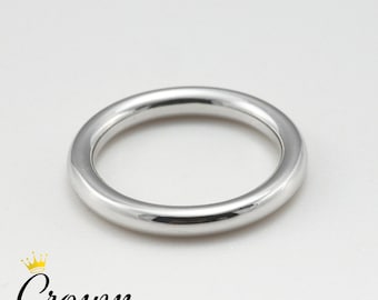 Sterling Silver Round Band Ring: Chunky Stacking Wedding Band (3mm)