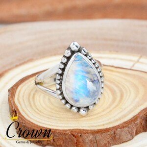 Rainbow Moonstone Ring, Women Ring, 925 Sterling Silver Ring, Filigree Ring, Gemstone Ring, Promise Ring, Dainty Ring, Handmade Silver Ring