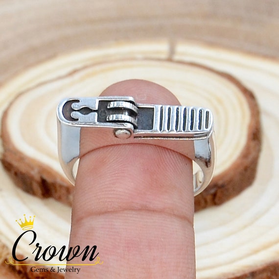 Lighter Shaped Ring, Punk 925 Sterling Silver Ring for Men