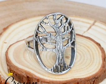 Sterling Silver Tree of Life Ring: Handmade Family Tree Jewelry
