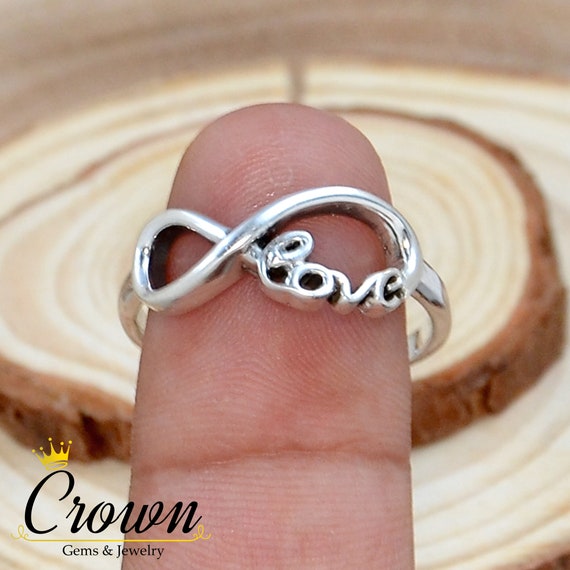 Engravable Day And Night Infinity Love Adjustable Couple Ring In 925  Sterling Silver